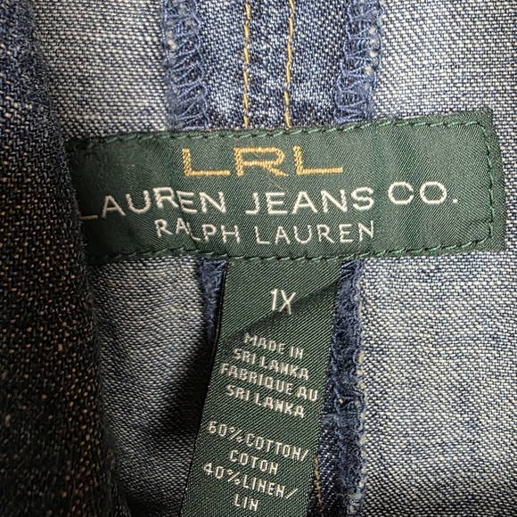NWT Lauren Ralph Lauren Women's Denim Belted Jacket Size 1X - Picture 3 of 7